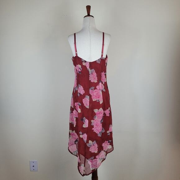 Vintage Necessary Objects Dress Medium Red Floral Fairy Apron Coquette Hi-Lo Y2K - Picture 4 of 11